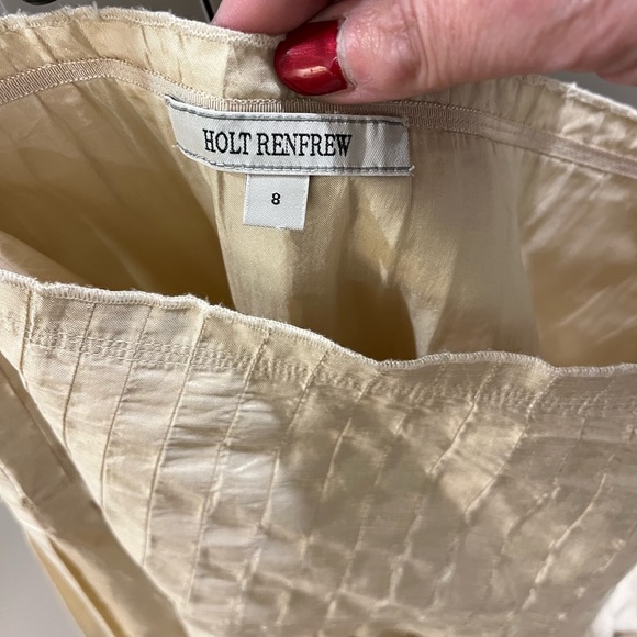 ABSOLUTELY STUNNING 💃 HOLT RENFREW Cream Coloured Raw Silk Skirt - size 8 - Picture 2 of 11